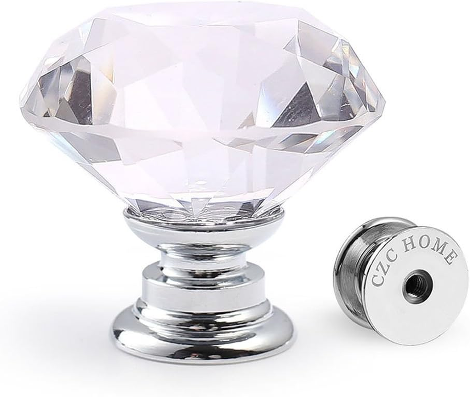 10 PCS Diamond Crystal Glass Pull Handle Cabinet Knobs Cupboard Drawers Cabinet