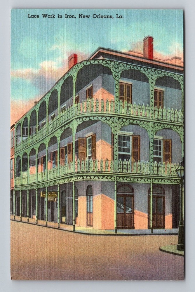 New Orleans LA-Louisiana Lace Work in Iron Vintage Postcard