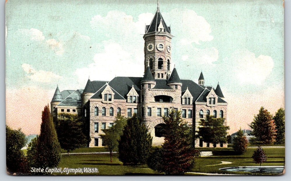 Olympia Washington~State Capitol Bldg Exterior View~Romanesque~Vintage Postcard