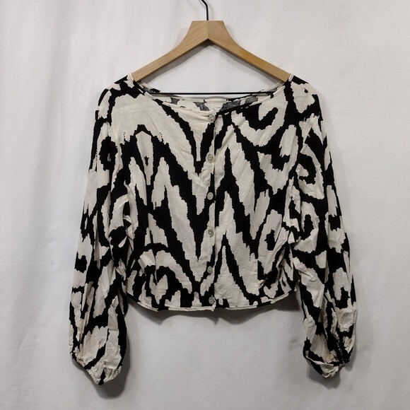 Womens Linen Blend Cropped Top Women's M Boho Retro 90s Y2K Casual Comfy Artsy