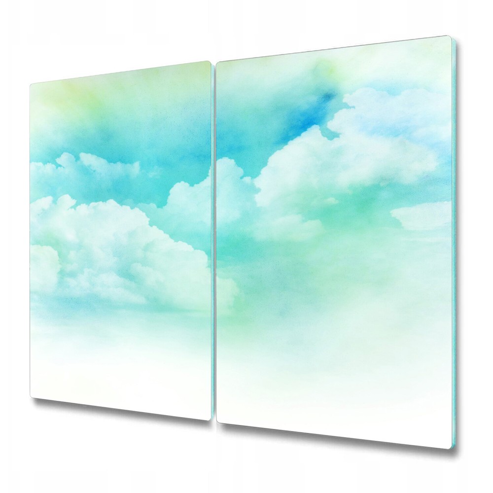 Glass Chopping Board Abstract Watercolour cloud Soft Muted Colour 2x30x52
