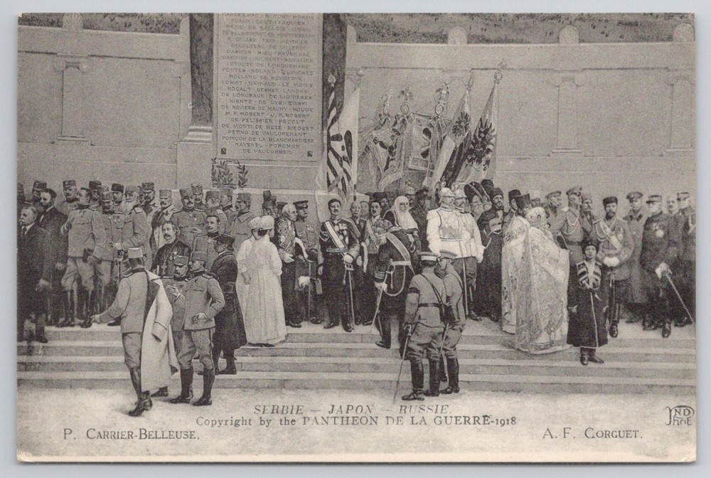 1918 WWI Allied Leaders SERBIA JAPAN RUSSIA Pantheon de la Guerre Postcard