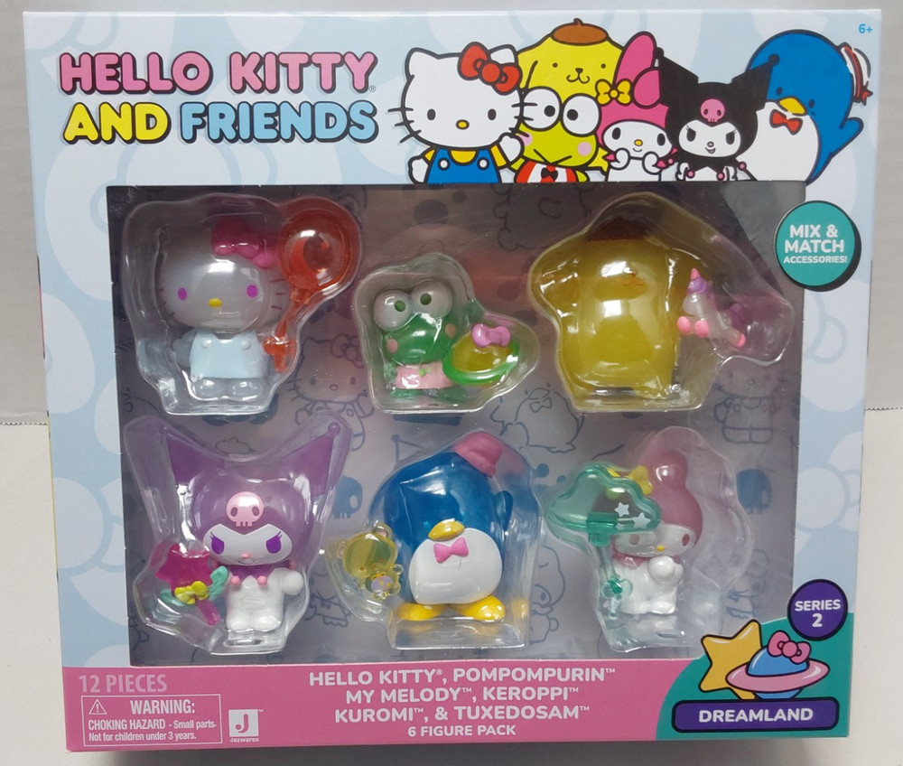 Jazwares Hello Kitty and Friends Dreamland Series 2 Set, 6 Figures/6 Accessories