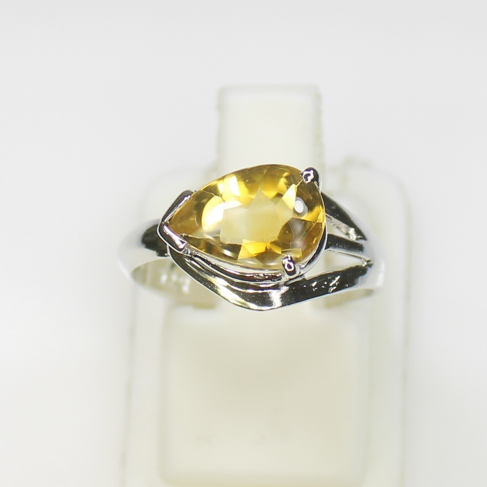 Natural Yellow Citrine Solitaire Ring With 925 Sterling Silver In All Sizes