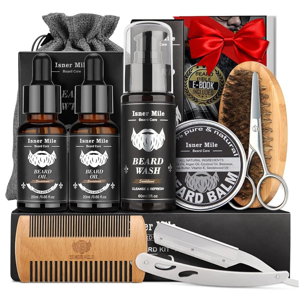 Isner Mile Beard Trimming Kit with Wash and Shampoo Set