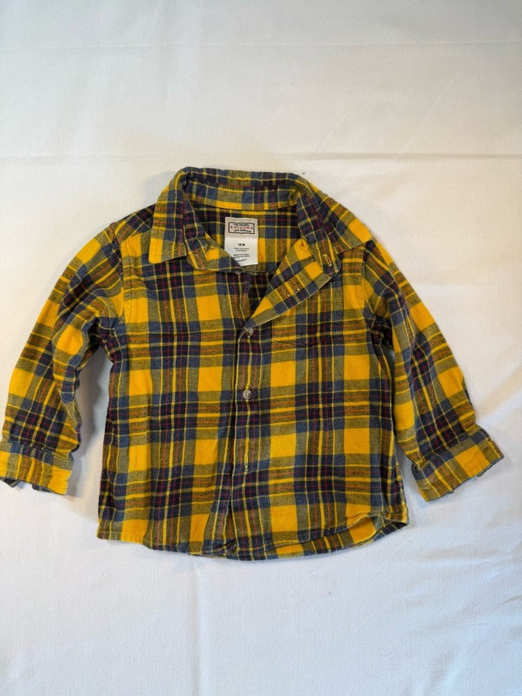 Arizona Jean Co Long Sleeve Button Down Plaid Shirt Size 18 Months