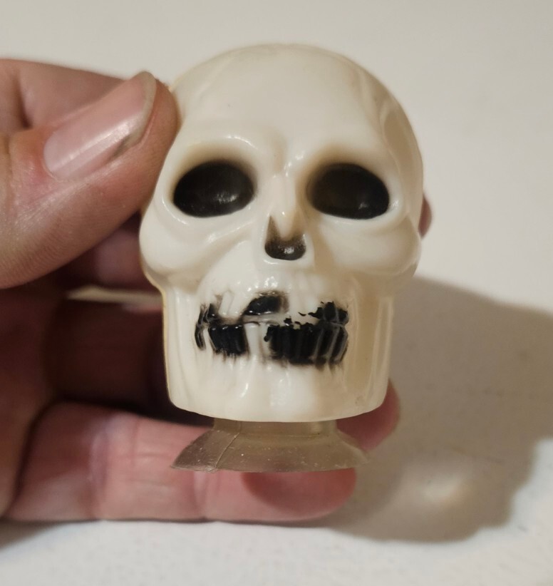 Vintage Halloween Skull with Suction Cup Plastic  Blow Mold