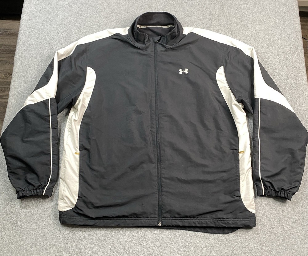 Under Armour Jacket Mens XL Full Zip Fleece Lined Windbreaker Full Zip *flaws
