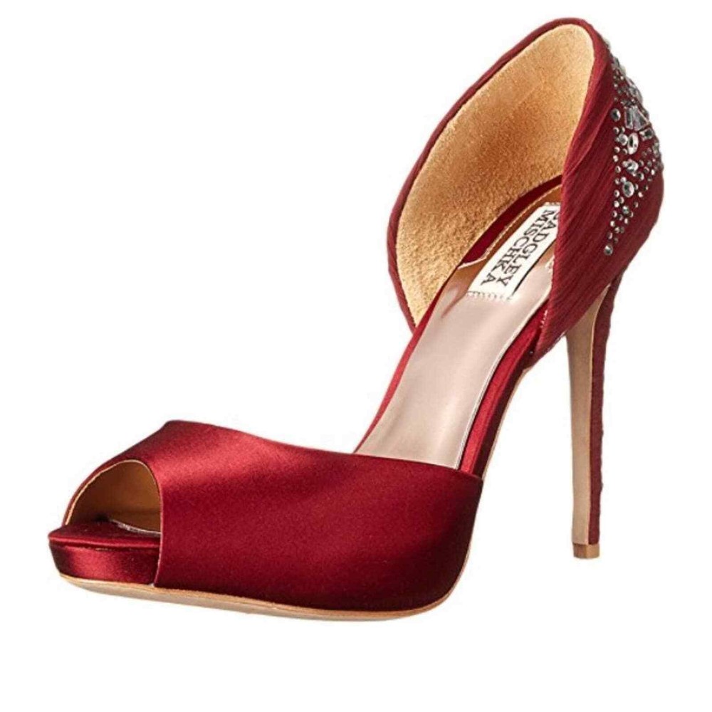 Badgley Mischka Shadow Garnet Red Satin D'Orsay