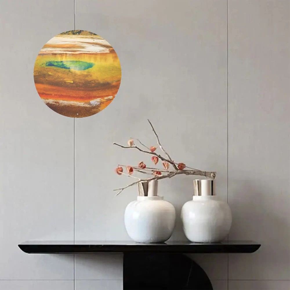 Abstract Landscape Round Aluminum Wall Art Rust Resistant