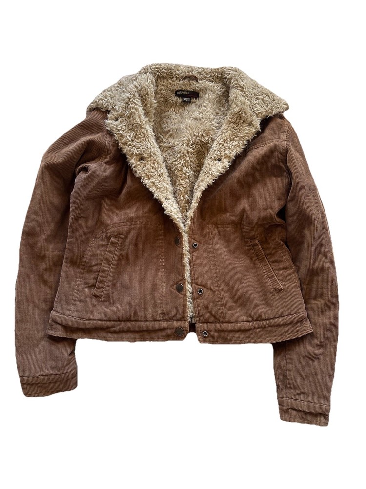 Just Jeans Corduroy Fur Jacket Size 10 Vintage Y2K
