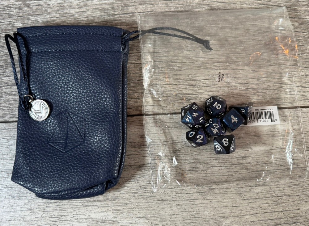 Vox Machina Critical Role Dice Set GM Game Master + Dark Blue PU Leather Bag NEW
