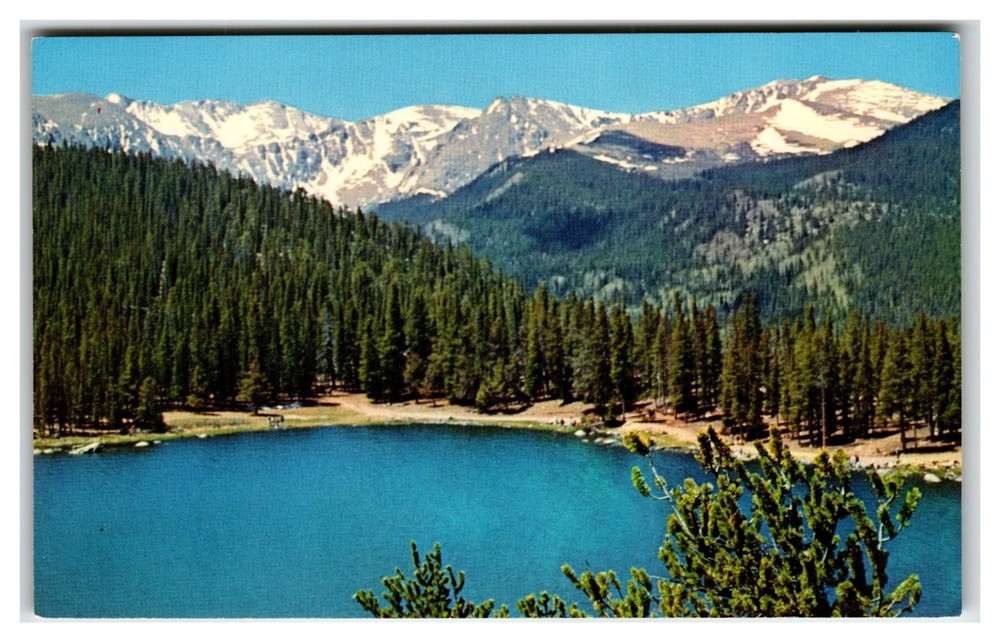 Echo Lake & Mt. Evans Colorado Vintage Postcard Scenic Rocky Mountains