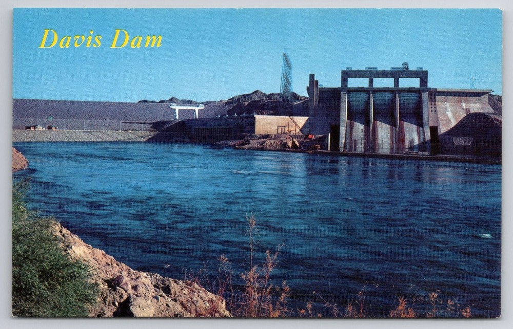Davis Dam Arizona Nevada Colorado River Vintage Chrome Postcard