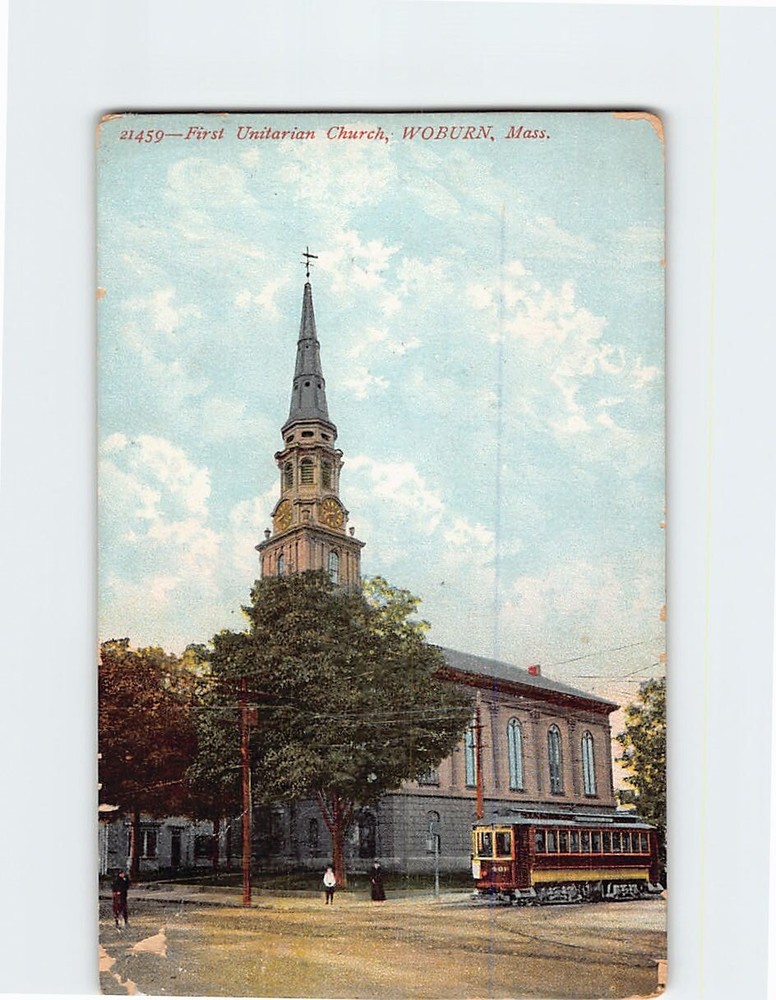 Postcard First Unitarian Church Woburn Massachusetts USA
