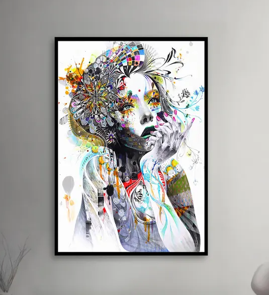 Modern Graffiti-Inspired Abstract Woman Painting Unique Street Art Gift-image