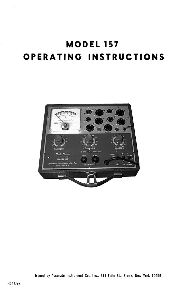 Model 157 Tube Tester Manual - Accurate Instrument Guide  -image