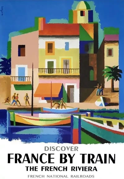 Discover France By Train The French Riviera Vintage Travel Poster Print