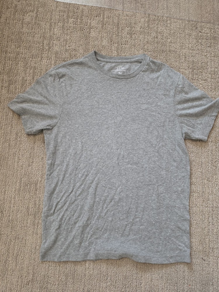 Women's J Crew Round Neck Basic Tee Gray Size Small Short Sleeve Cotton Blend