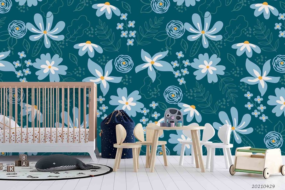 3D Flower Leaf Watercolor Pattern Wall Murals Wallpaper Murals Wall Sticker
