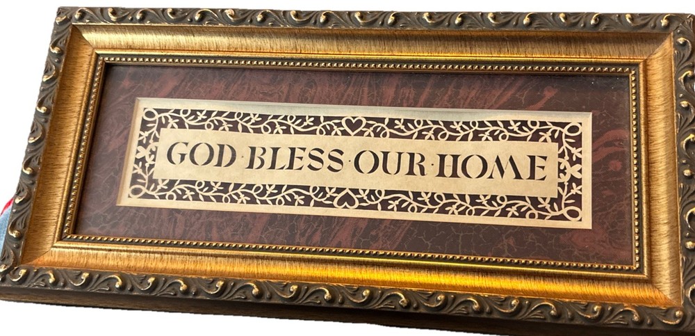 Cindy Jacobs Framed Matted 6”x12” GOD BLESS OUR HOME Made In USA
