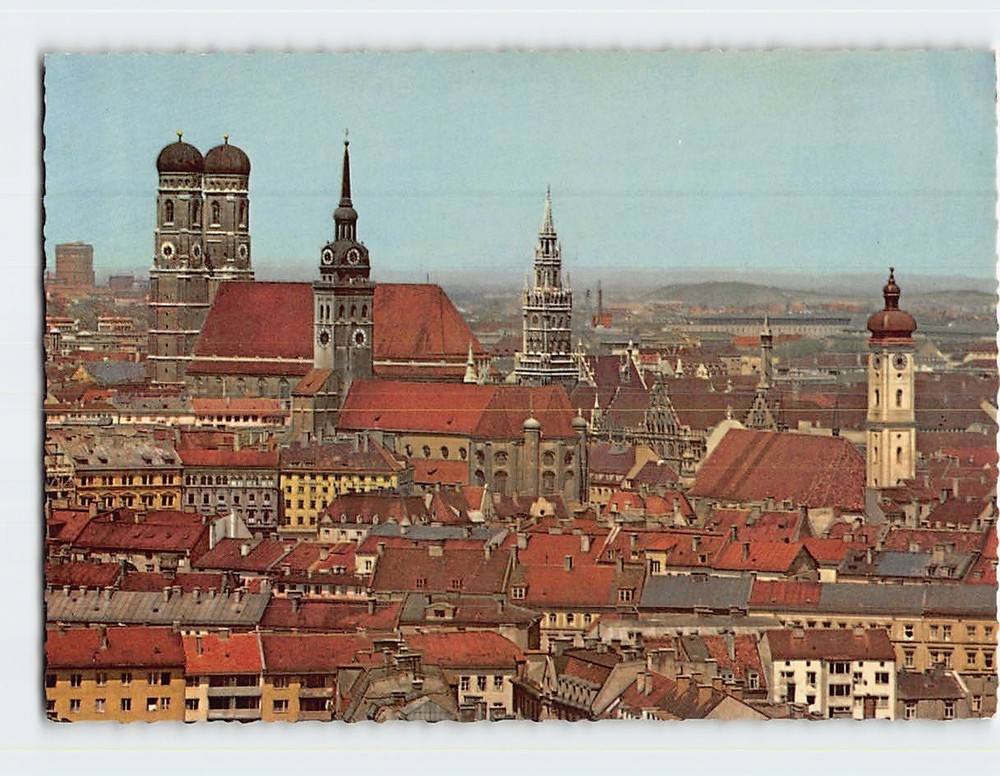 Postcard Panoramic View Frauenkirche Munich Germany