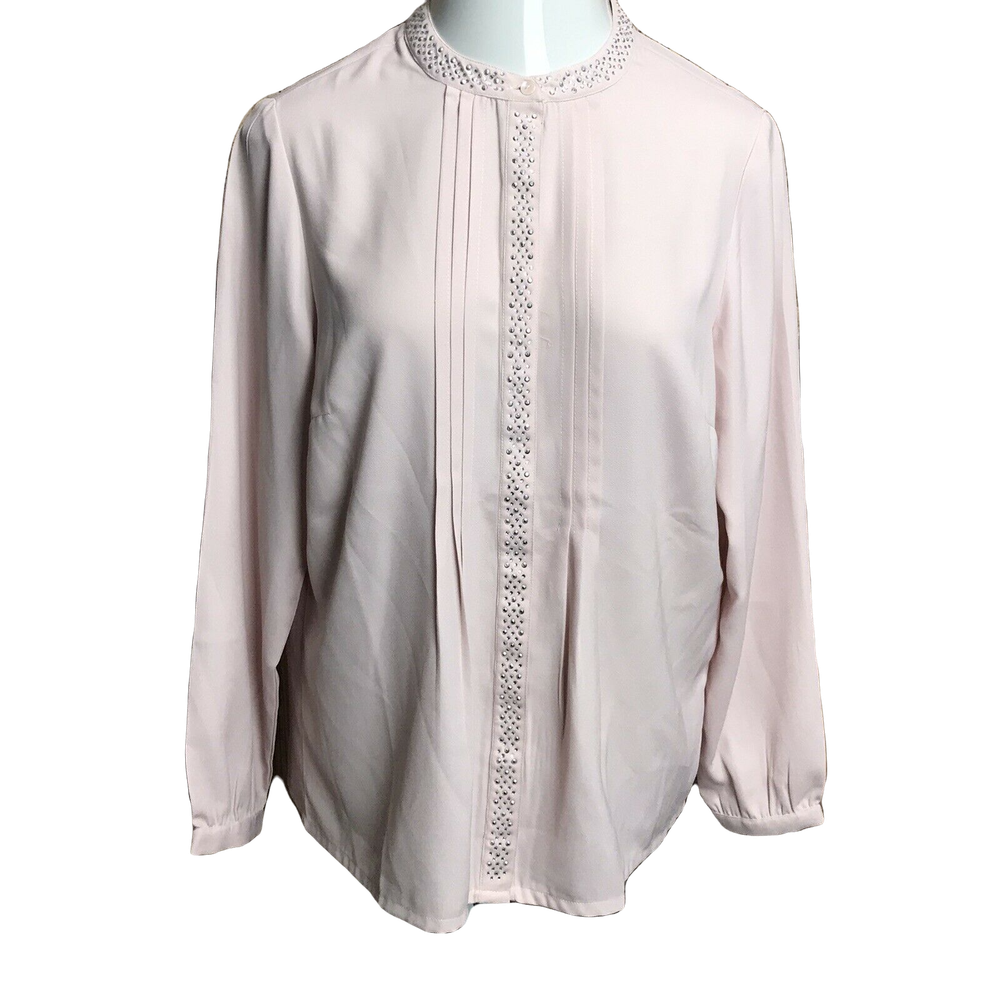 Vintage Fair Lady Pink Button Up Shirt Sz 10 Long Sleeve Classy Top