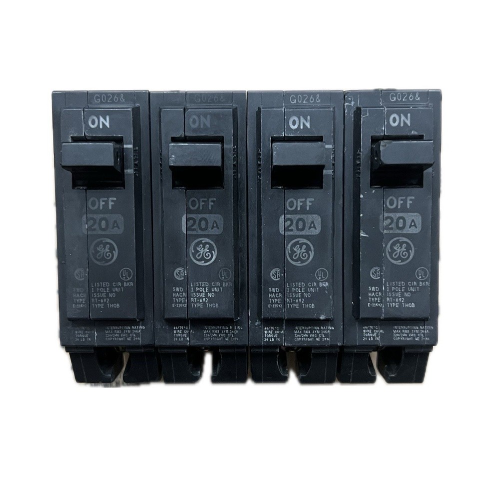 Lot Of 4  Ge Thqb1120 Circuit Breaker 20 Amp 120/240 Vac 1 Pole Bolt On Free📦