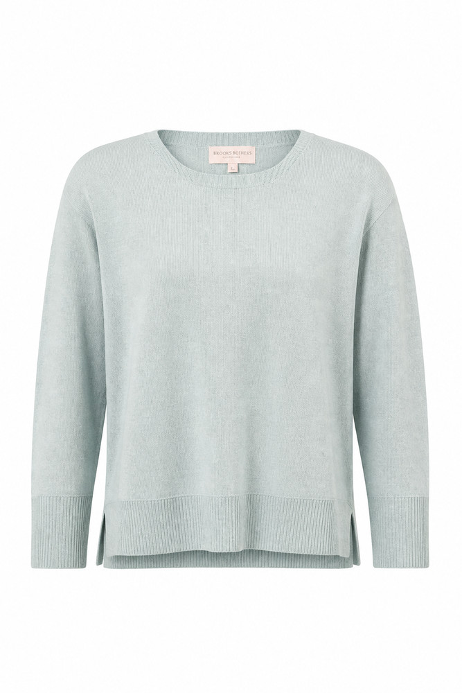 Bianco & Blu Sweater Womens XL Mint Wool Cashmere Silk Italy Quiet Luxury Prep
