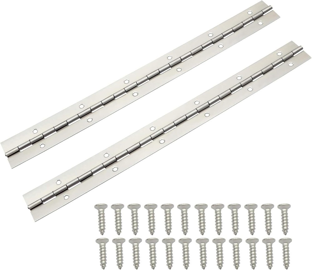 12 Inch Stainless Steel Continuous & Piano Hinge, 2Pcs Heavy Duty Polished Hinge