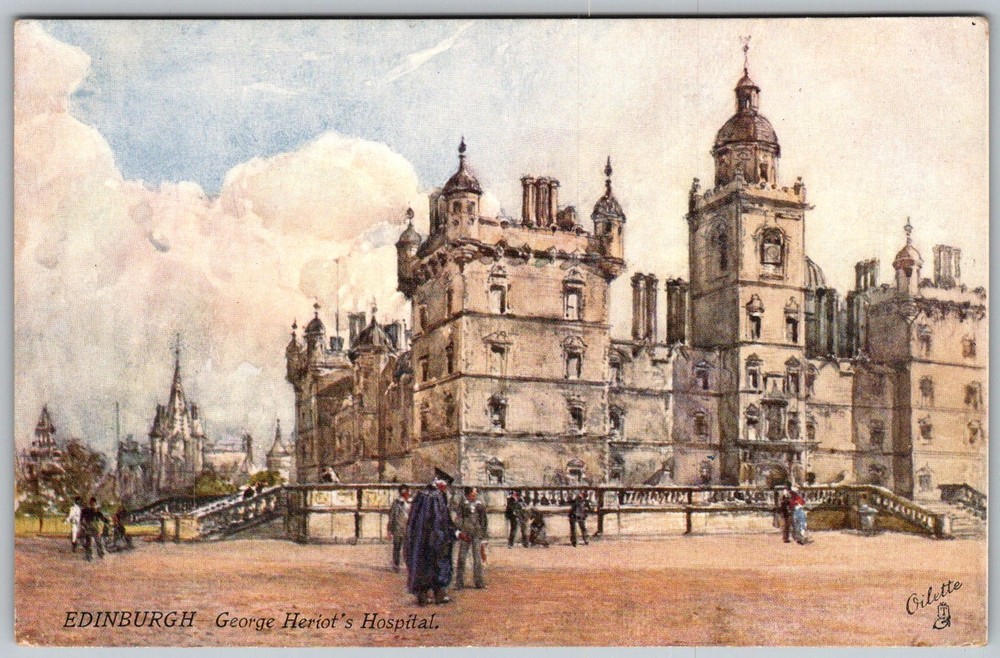 Antique Postcard George Heriot's Hospital Edinburgh, Scotland 1910s