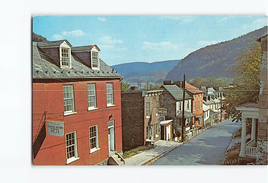 Postcard Looking Down High Street Harpers Ferry West Virginia USA
