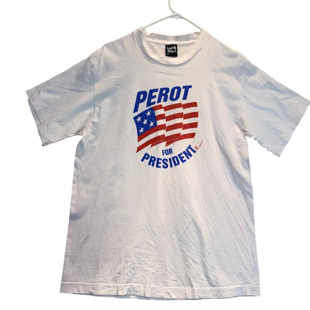 Vintage Ross Perot For President T Shirt Medium White Made in USA 1992 Campaign