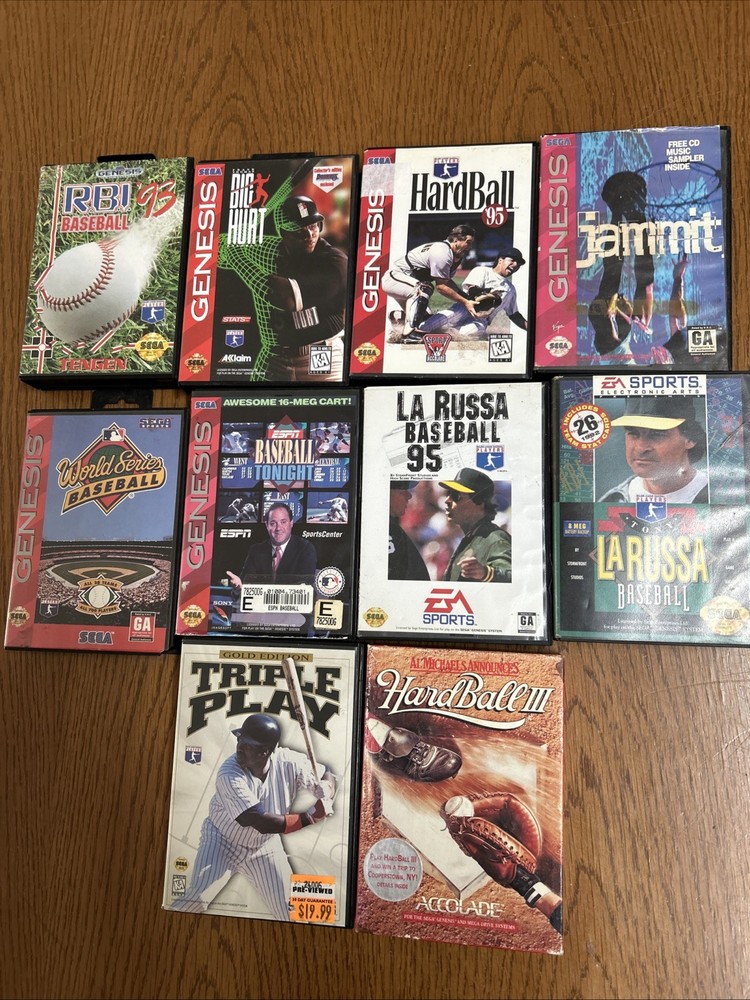 Lot Of 10 Various Used Sega Genesis Sports Games Baseball Jammit Big Hurt Hard