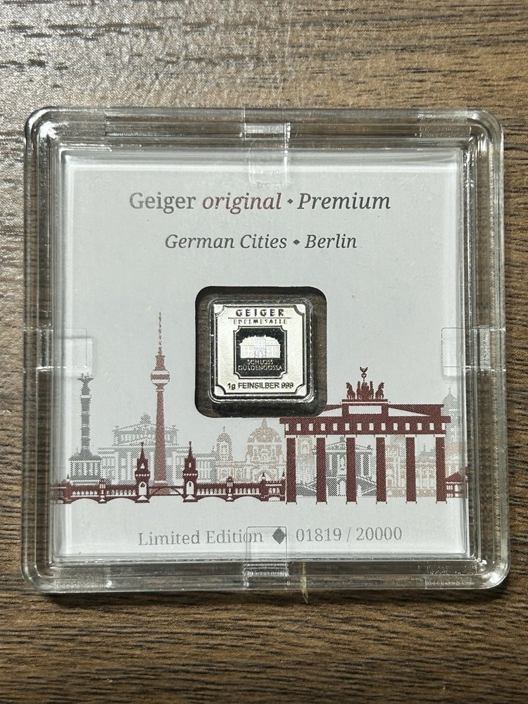1 Gram Limited Edition Geiger Silver Premium Bar - Berlin - 20000 - In Hand