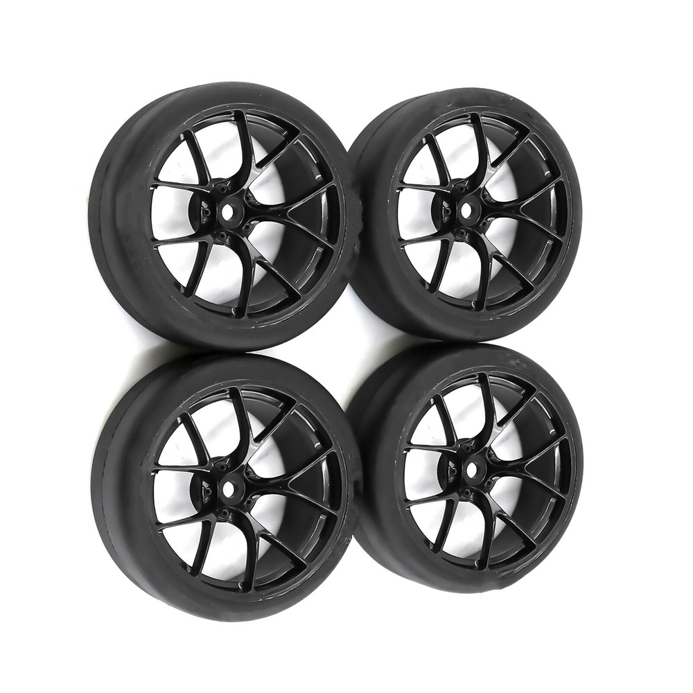 12mm Hex Hub 65mm Tires Wheels Rims Compatible with Tamiya TT01 TT02 XV01 HPS 1/10 RC Car
