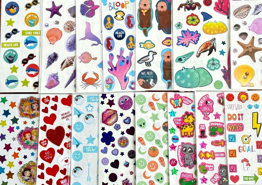 13-Sheet Bulk Sticker Pack Multipack for Crafts & Business