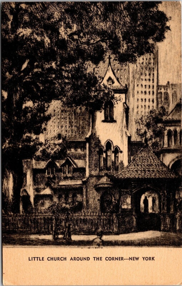 New York City NY, Little Church Around the Corner, Vintage Postcard