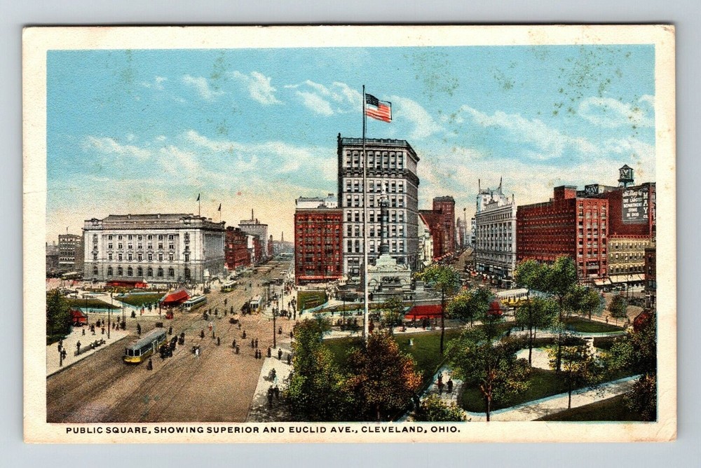 Cleveland OH-Ohio, Public Square, Showing Superior & Euclid Vintage Postcard