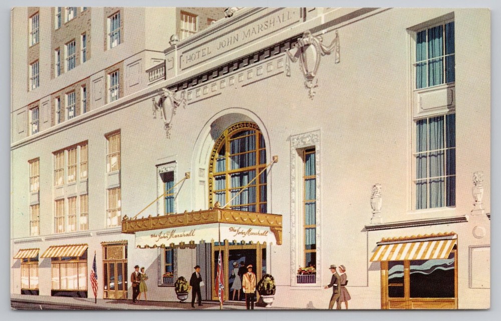 Vintage Postcard The John Marshall Hotel Richmond VA Virginia Litho Advertising