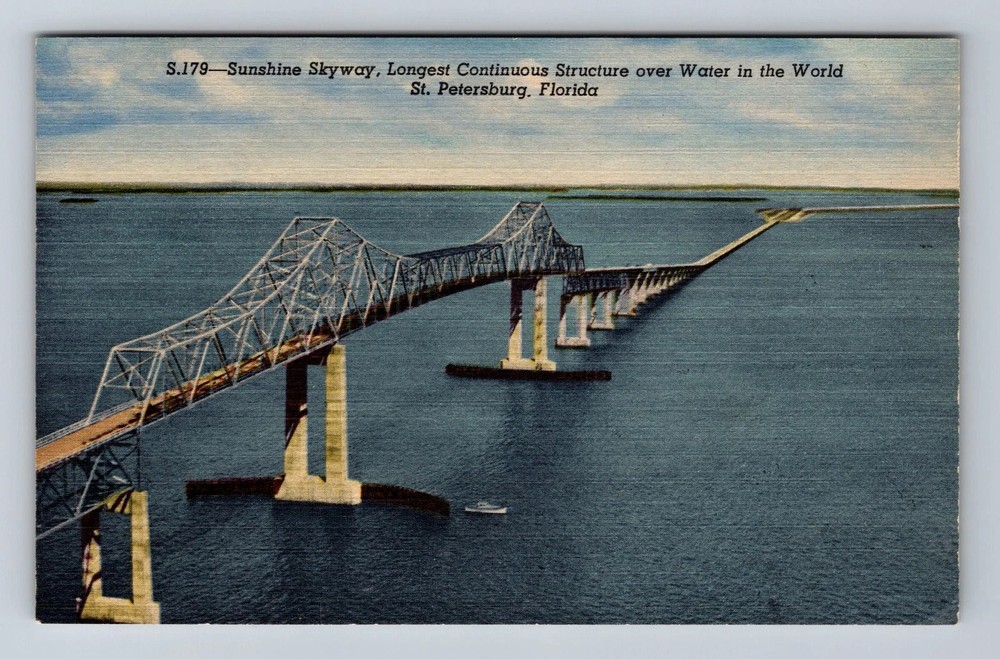 St Petersburg FL-Florida Sunshine Skyway Vintage Postcard