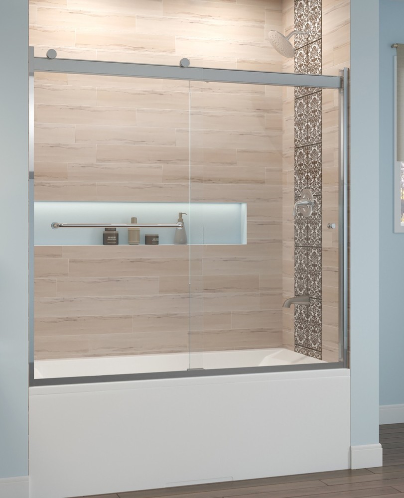 Miseno MSDREV6057CL 57H x 56-60W Sliding Framed Tub Door in Chrome