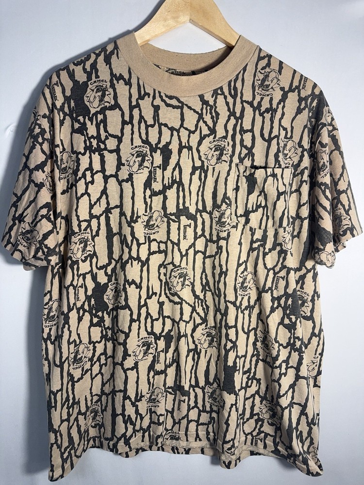 Vintage Camel Cigarettes All Over Print Pocket T Shirt USA Made XL