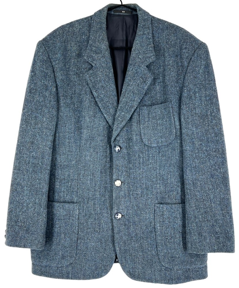 Vintage Harris Tweed Men Wool Hand Woven Blazer Jacket Size 52 - 46