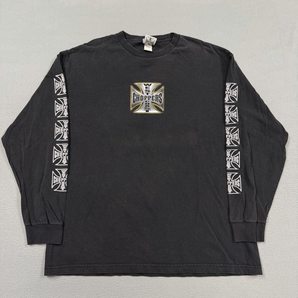 Vitnage West Coast Choppers Shirt Mens XL Black Long Sleeve biker y2k