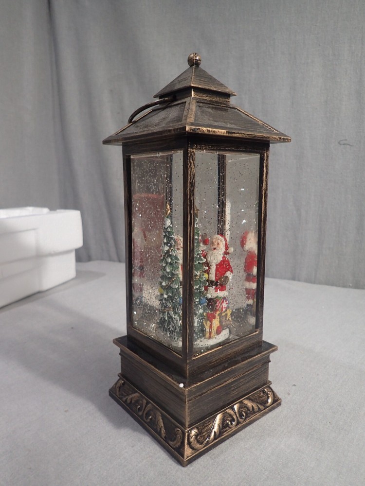 Musical Snow Globe Water Lantern with Santa Decorating Christmas Tree 11 Inch Lighted Decor