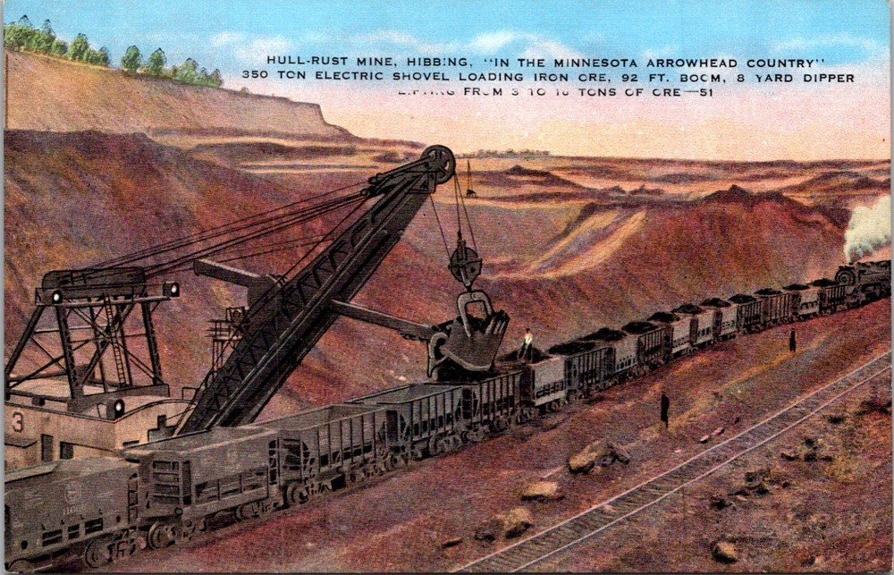 Hibbing Minnesota Hull Rust Open Pit Iron Ore Mine Vintage Postcard        26672