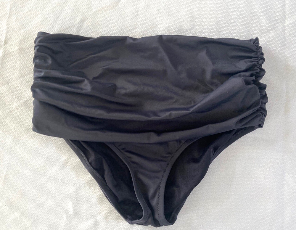 J. Crew  size M High-waisted ruched bikini bottom gunmetal gray JCrew full cover