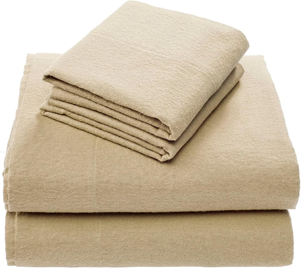 Cotton Flannel Breathable Warm Deep Pocket Sheets with Pillow Case Bedding, Quee