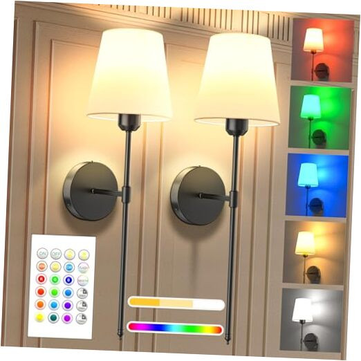 Battery Operated Wall Sconce Set of 2 - Rechargeable Wireless Wall Lights with